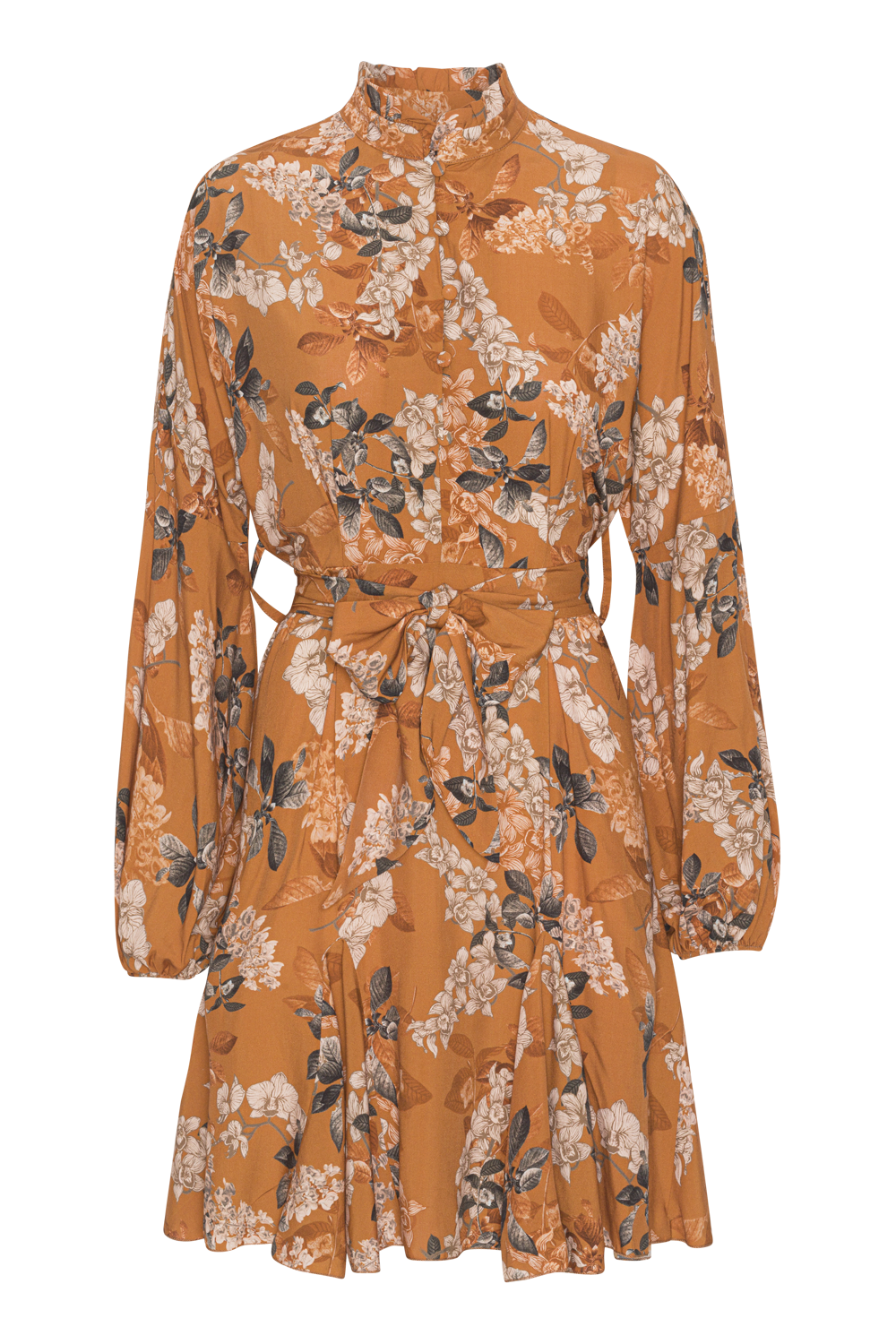 Aia Viscose Dress Rust Big Flower - Sample