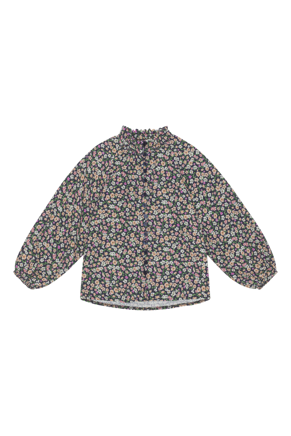 Perla Cotton Shirt Kids Navy Flower - Sample