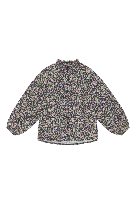 Perla Cotton Shirt Kids Navy Flower - Sample