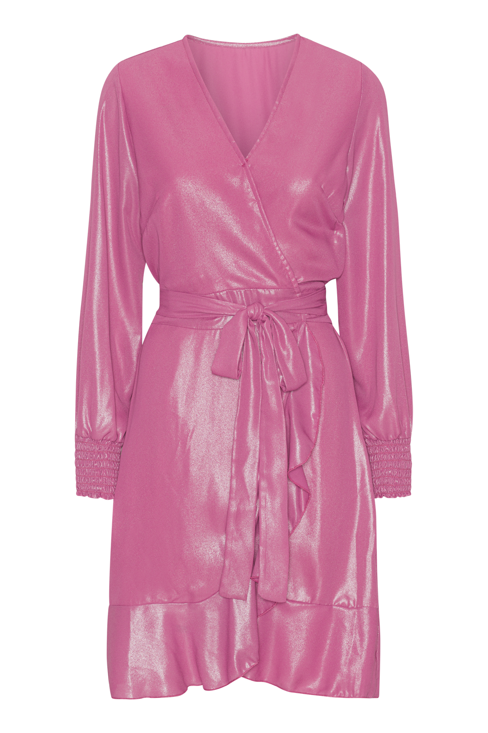 Milly LS Shimmer Wrap Dress Pink