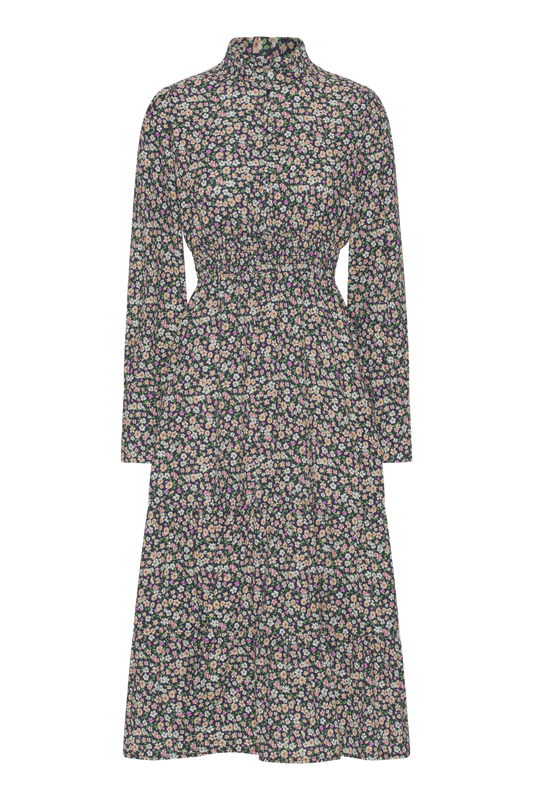 Steph Long Cotton Dress Navy Flower - Sample