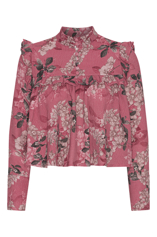 Annabella LS Cotton Shirt Pink Flower - Sample