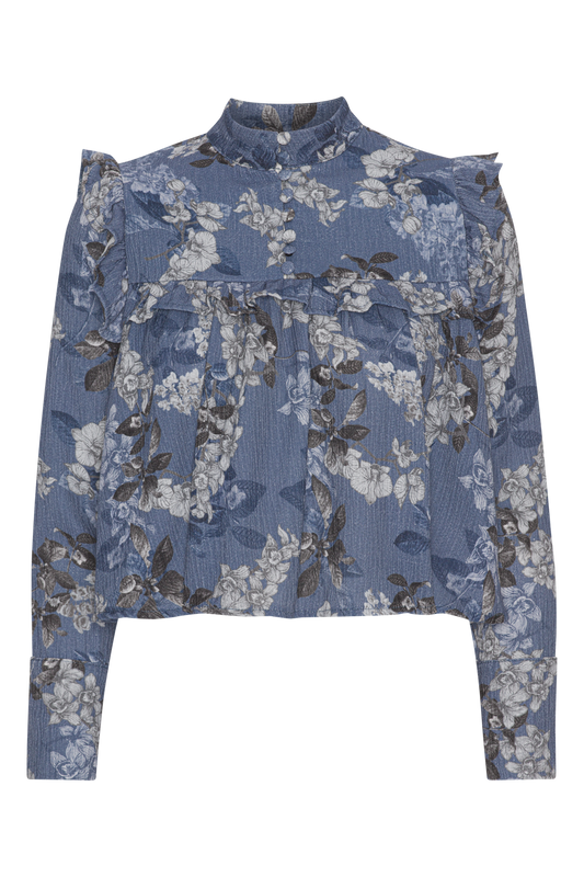 Annabella LS Cotton Shirt Blue Flower - Sample
