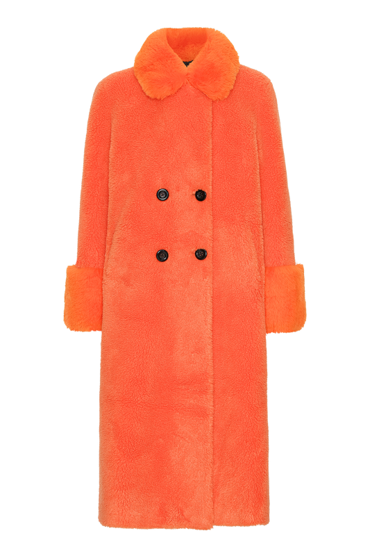 Fiona Long Wool Coat Orange