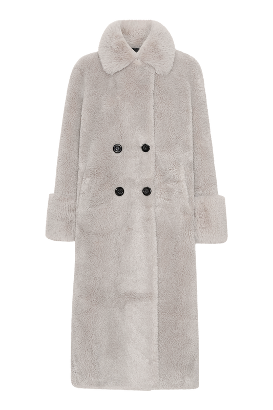 Fiona Long Wool Coat Light Grey