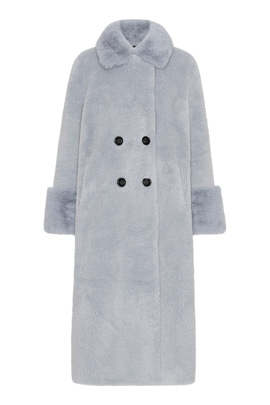 Fiona Long Wool Coat Light Blue