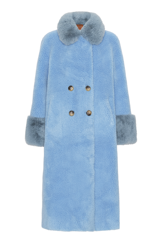 Fiona Long Wool Coat Sky Blue