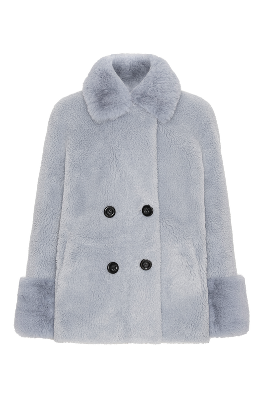 Fiona Short Wool Coat Light Blue Shimmer