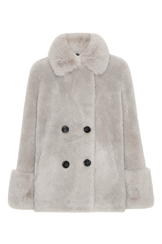 Fiona Short Wool Coat Light Grey