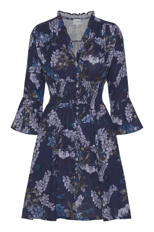 Sally Cotton Short Dress Violet Flower