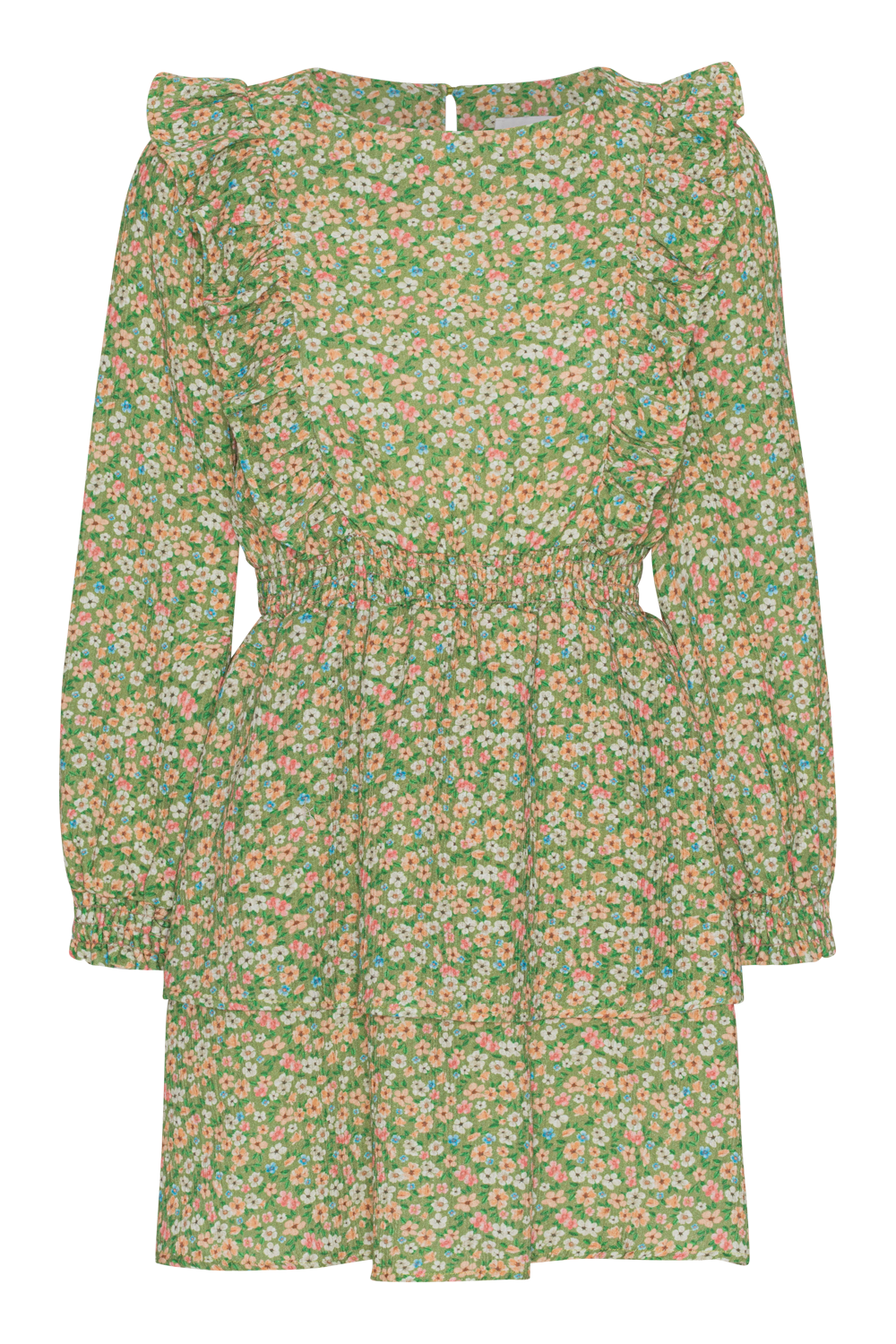 Patricia LS Cotton Dress Green Flower