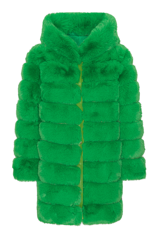 Blake Faux Fur Coat Long Emerald Green