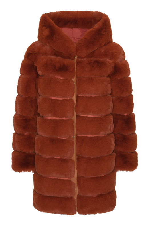 Blake Faux Fur Coat Long Rust