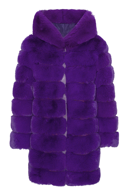Blake Faux Fur Coat Long Deep Purple