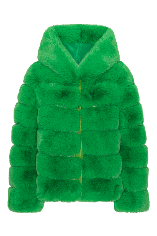 Blake Short Faux Fur Jacket Emerald Green