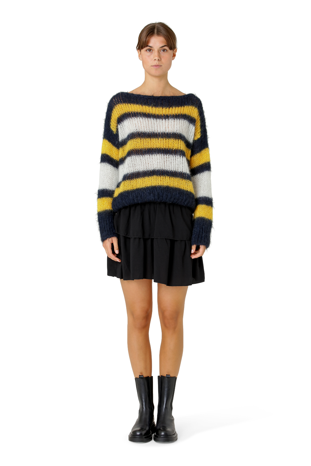 Amira Knit Pullover Blue White Yellow Striped