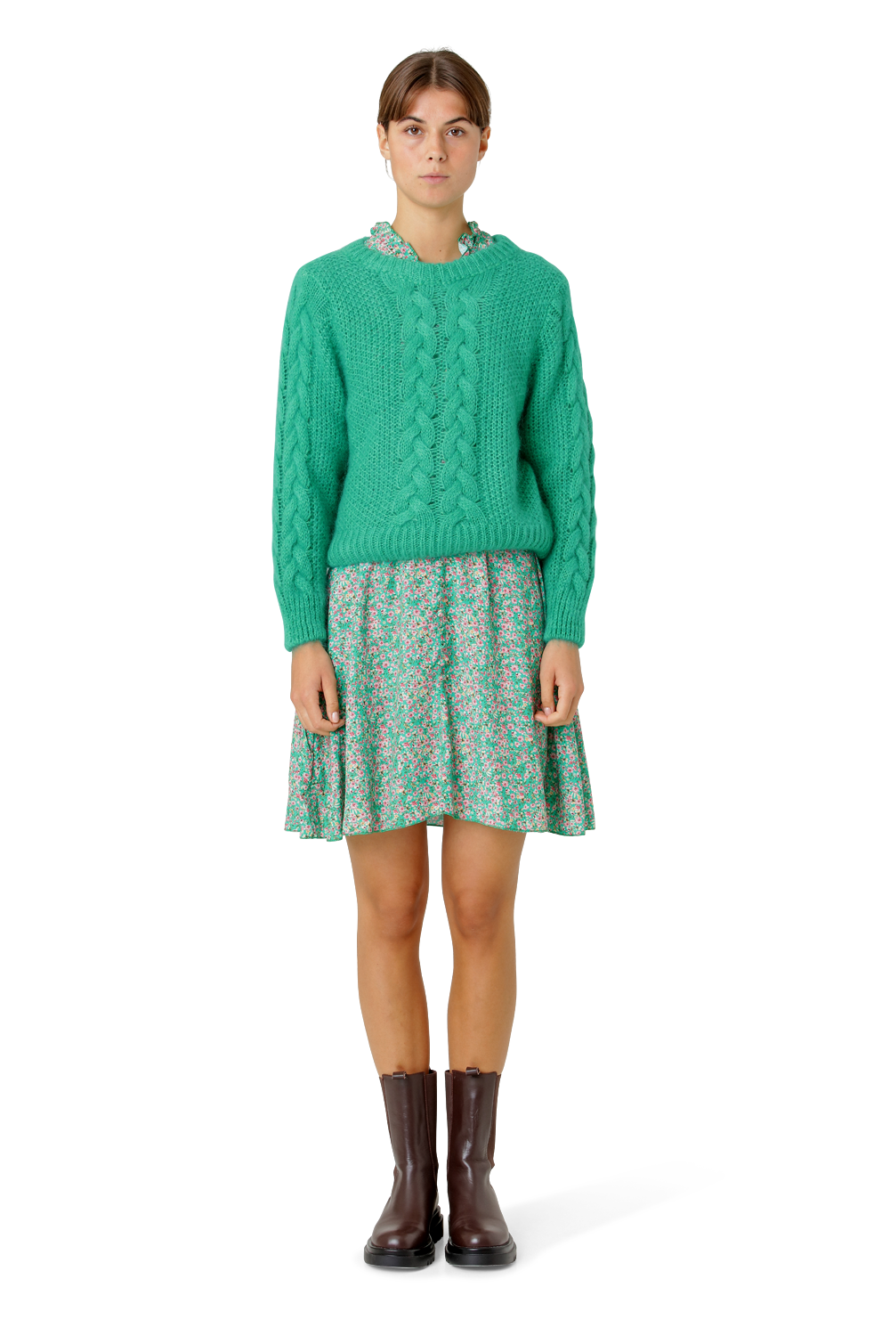 Louisa Cable Knit Pullover Emerald Green