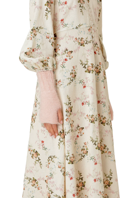 Tilly Fingerless Knit Gloves Peach - Sample