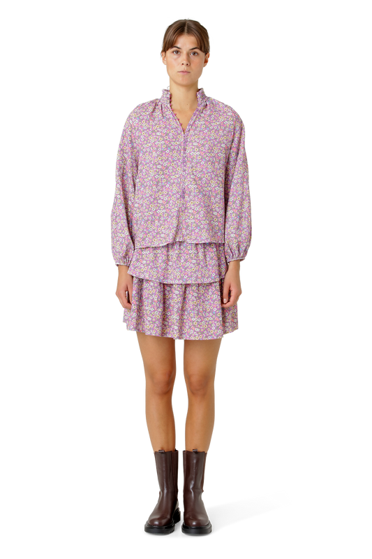 Sally Cotton Short Skirt Light Pink Flower