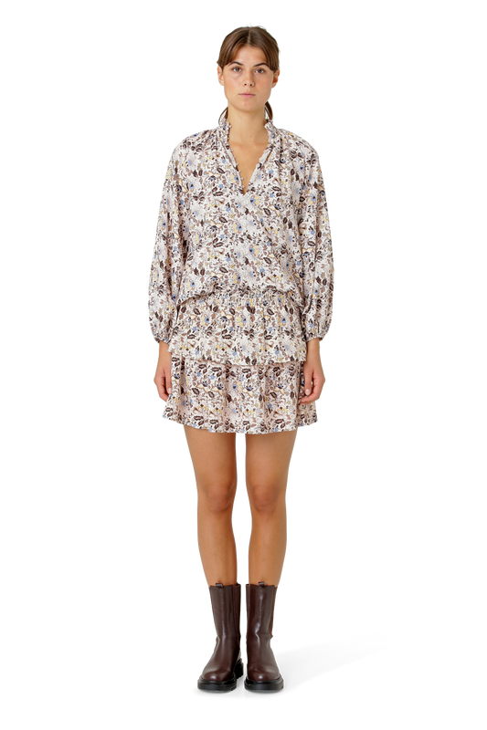 Sally Cotton Short Skirt Sand Flower