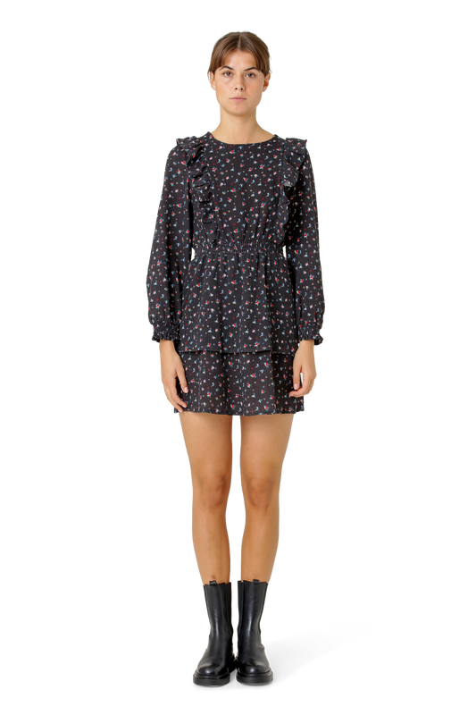 Patricia LS Cotton Dress Black Flower