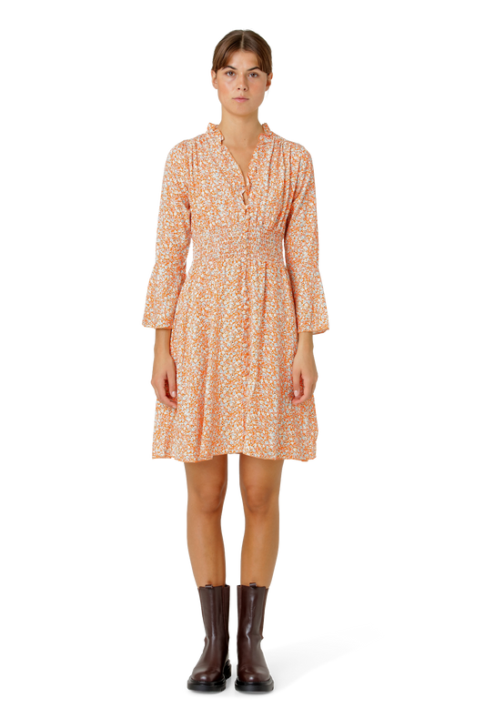Sally Short Dress Orange Flower