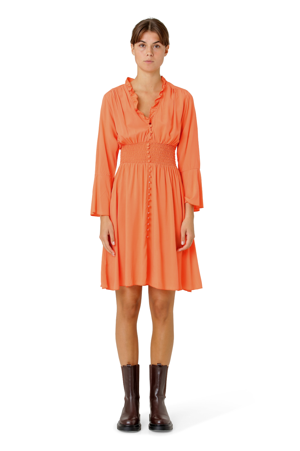 Sally Short Dress Burnt Orange Solid