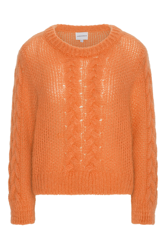 Louisa Cable Knit Pullover Orange - Sample