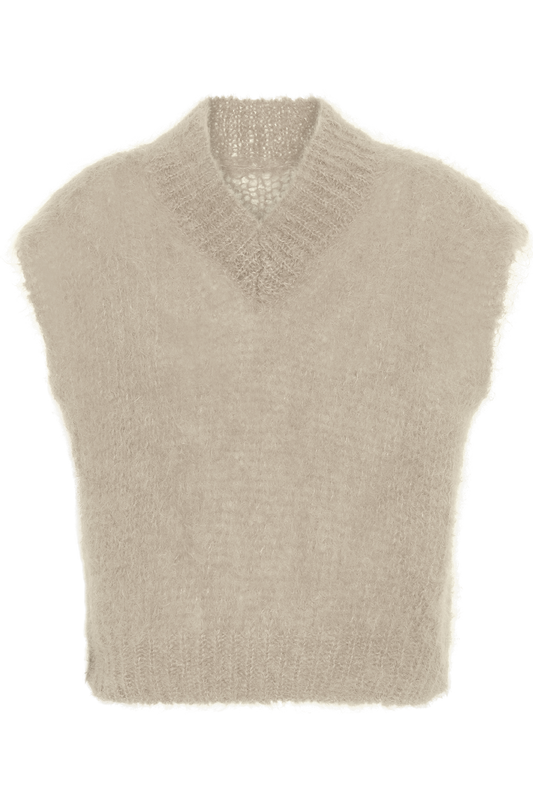 Elena V Neck Vest Beige - Sample