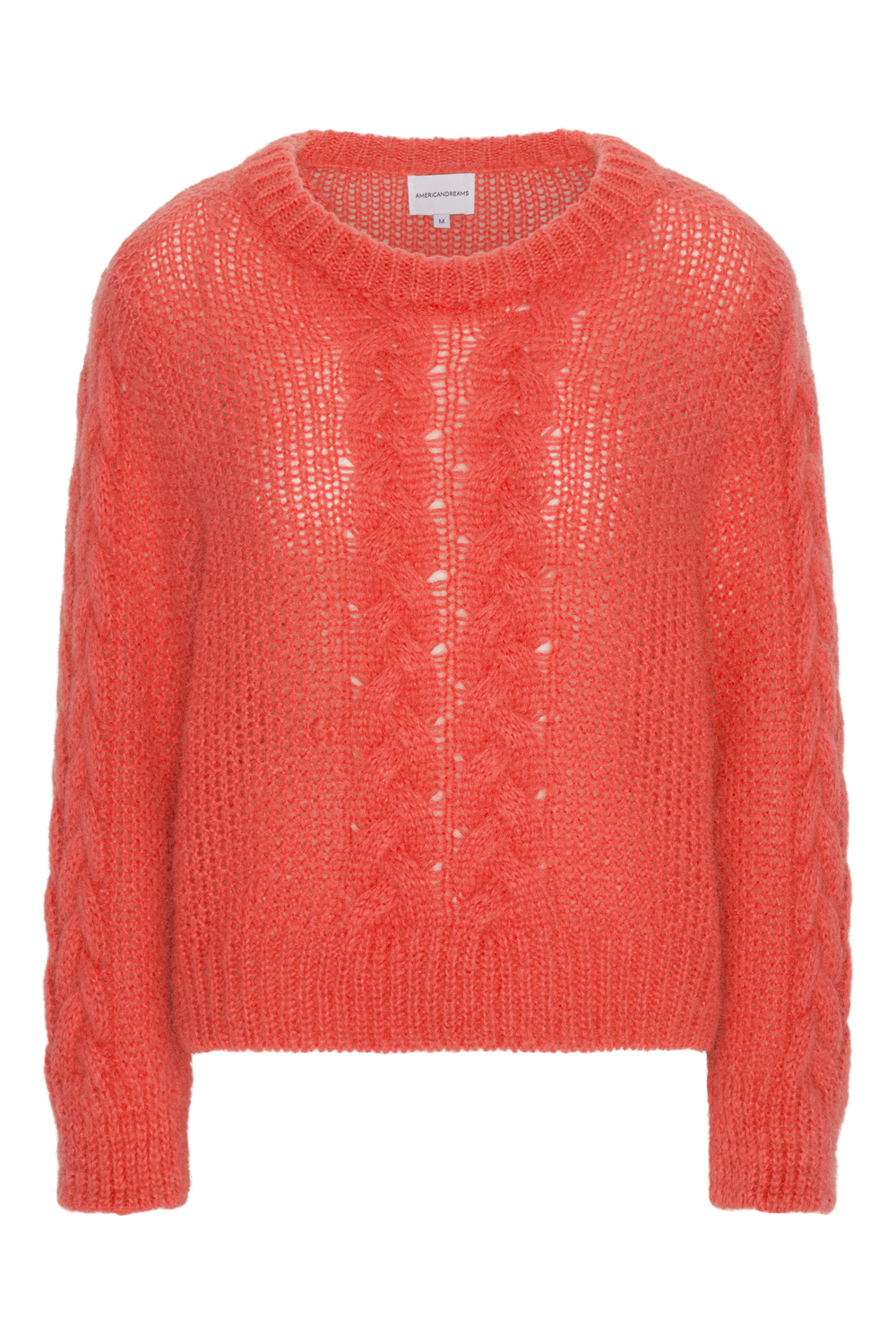 Louisa Cable Knit Pullover Coral Red