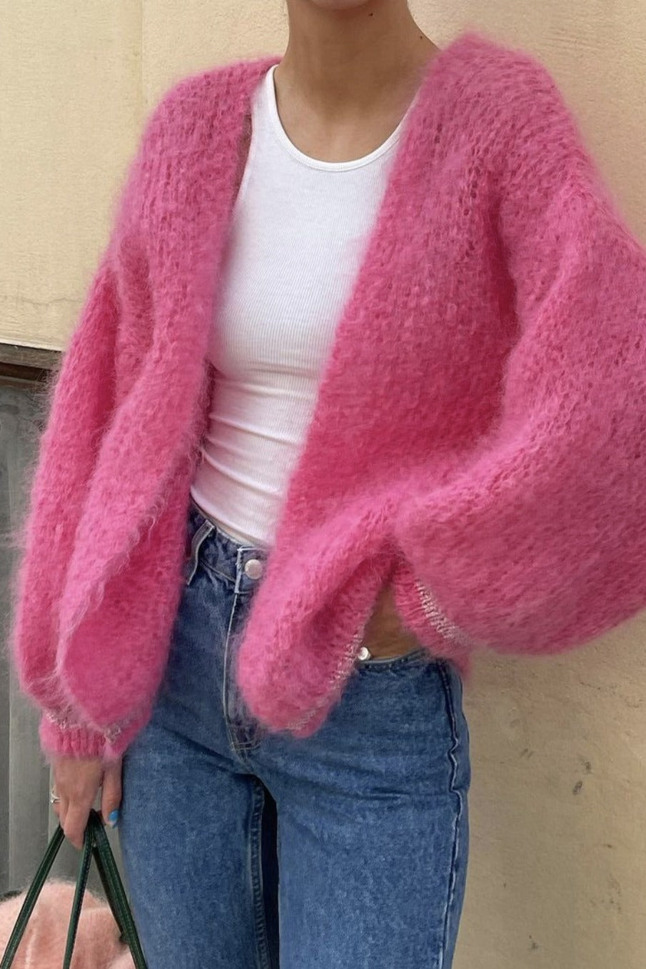 Olivia Mohair Cardigan Pink W/Light Pink Lurex