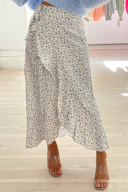 Milly Wrap Skirt Long Blue Flower