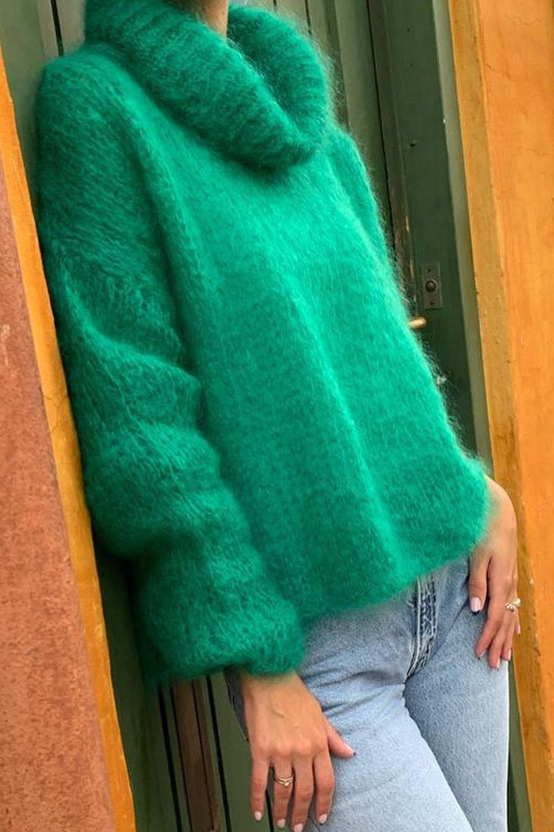Livia LS Roll Neck Pullover Jade Green
