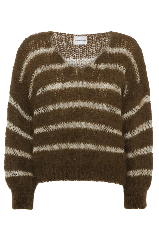 Katie LS Knit Dark Brown W/Gold