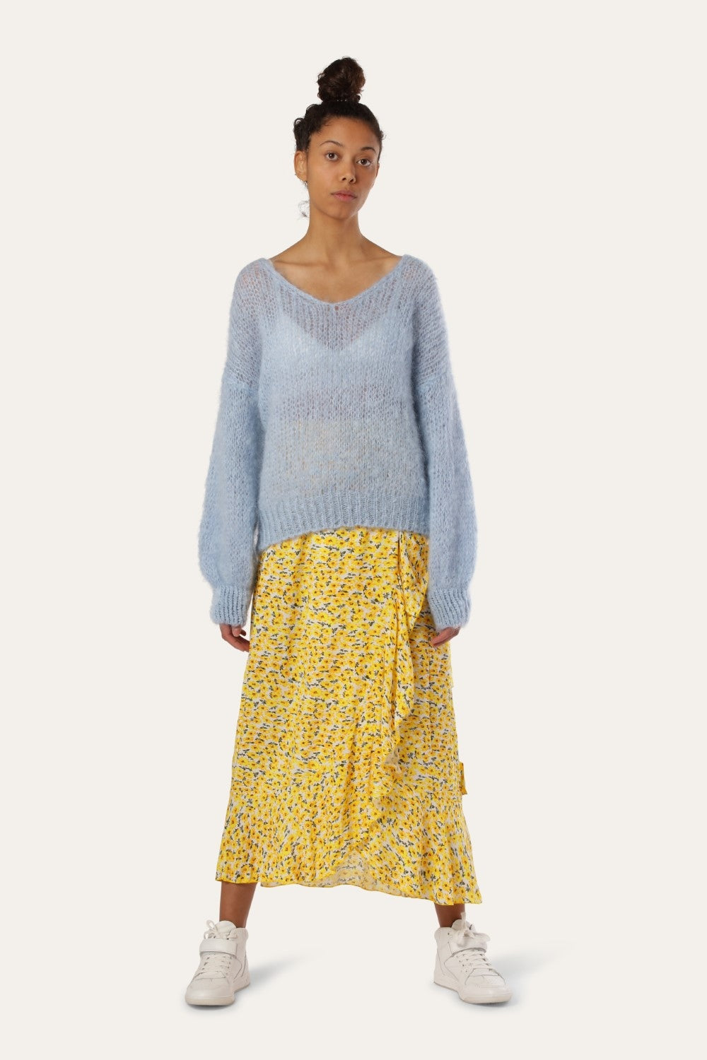 Milly Wrap Skirt Long Yellow Flower