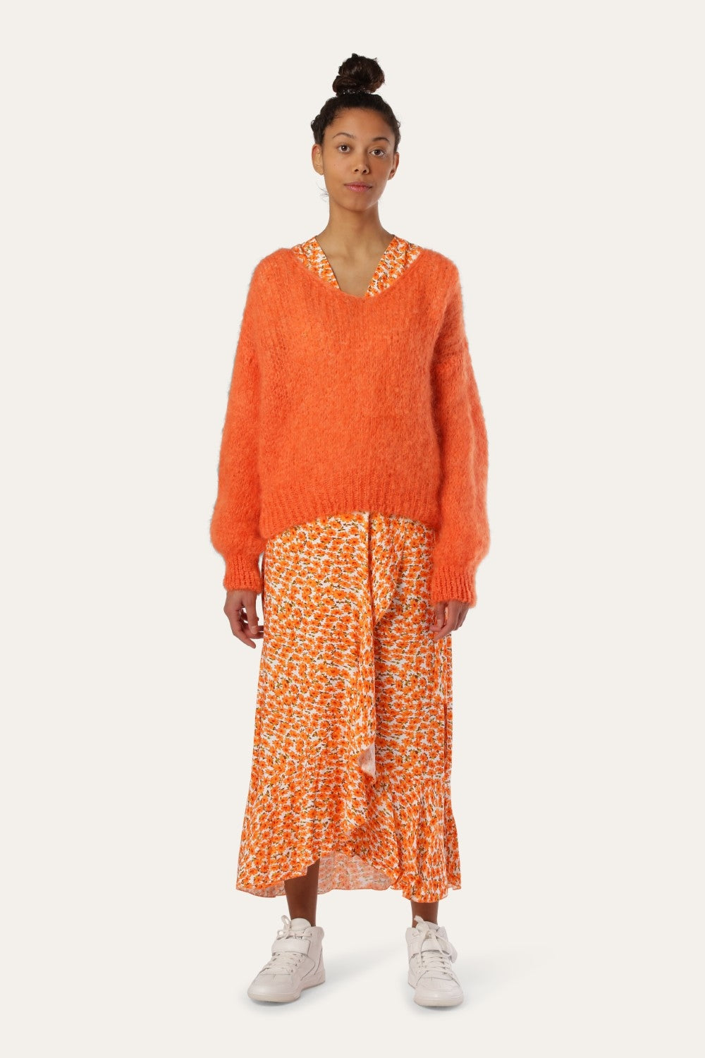 Milly Wrap Dress Long Orange Flower