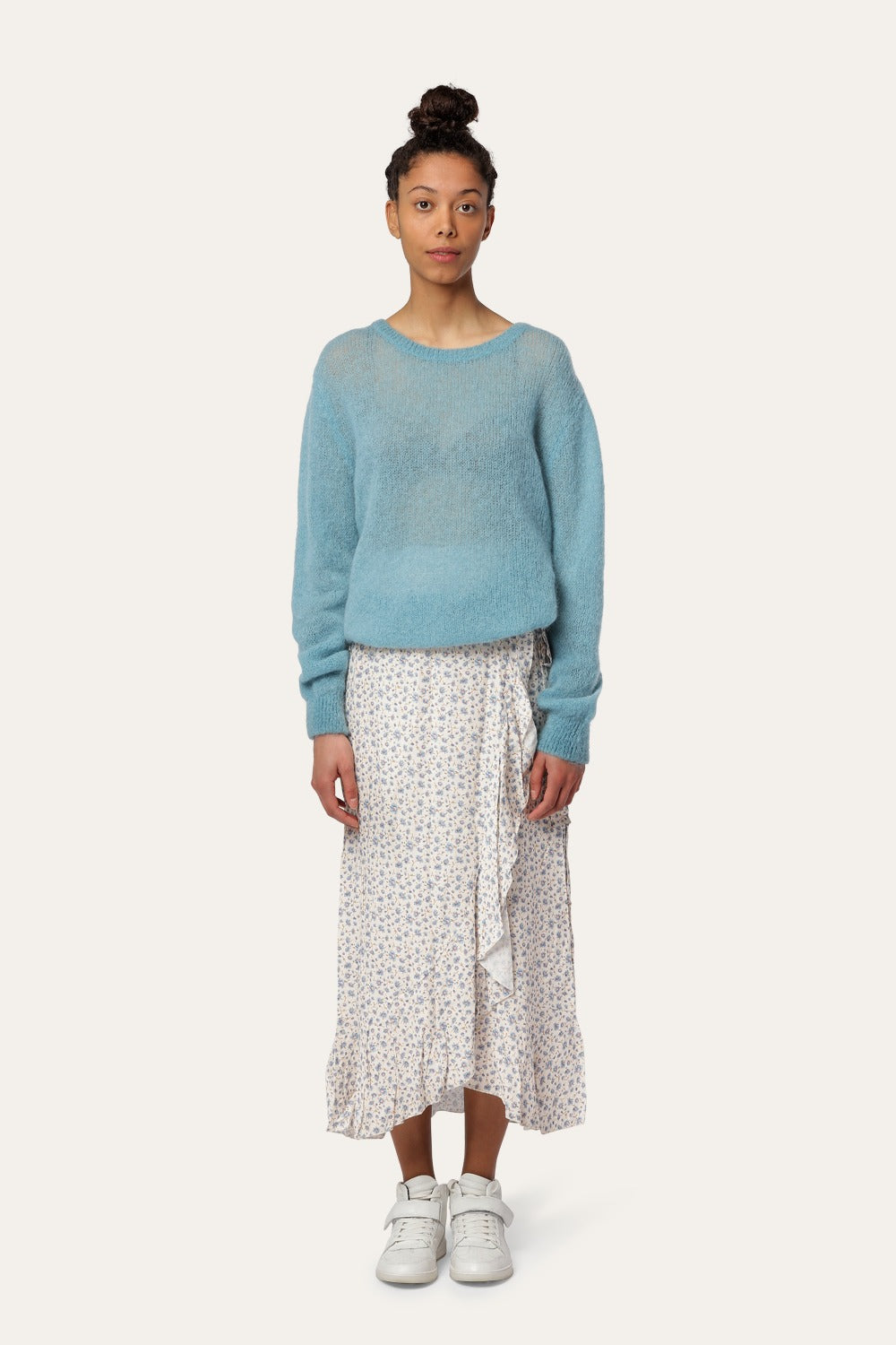 Ulla O Neck Knit Pullover Turquoise