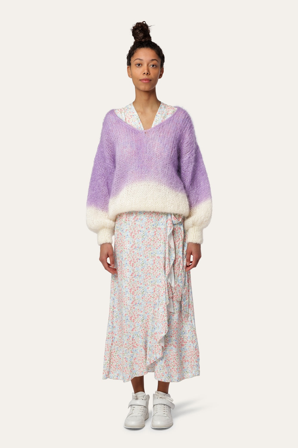 Milana Knit 2-Colored Lilac/White