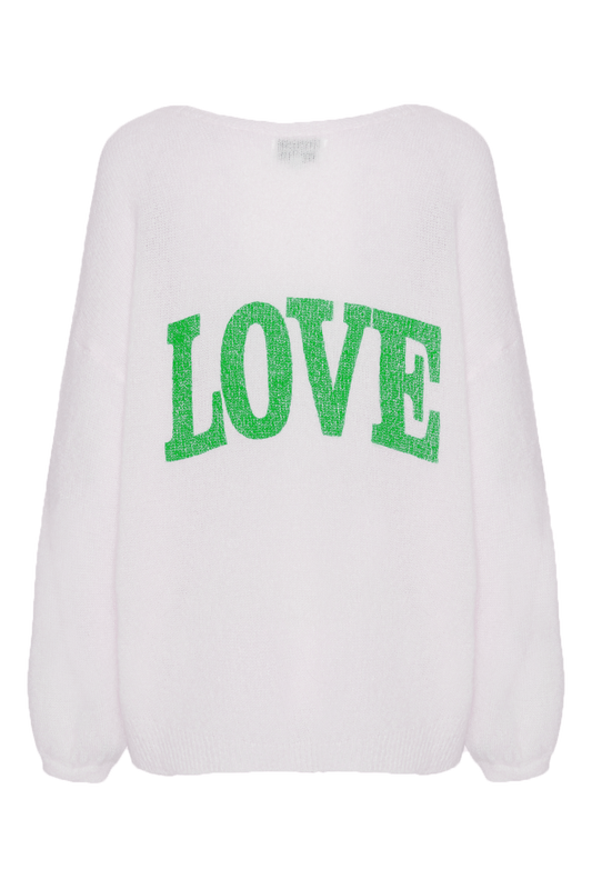 Silja Back Letters White W/ Green Letters (LOVE)