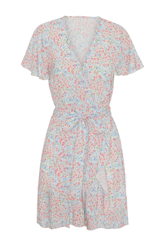 Milly Wrap Dress Short Multi Flower
