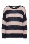 Amira Knit Pullover Navy / Light Pink Striped