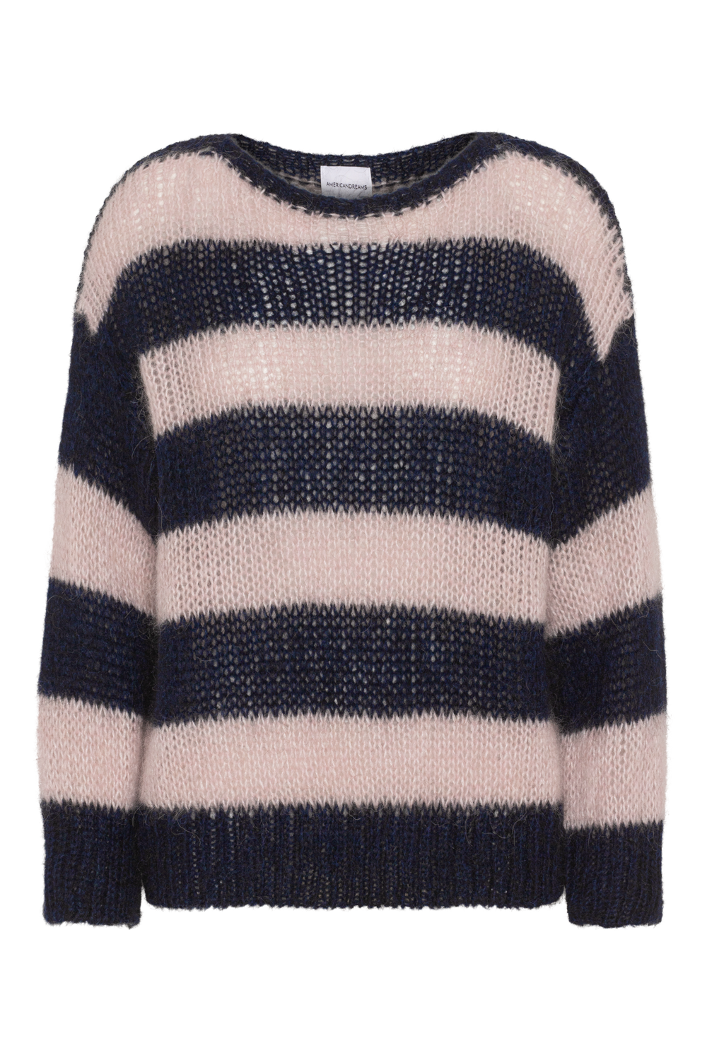 Amira Knit Pullover Navy / Light Pink Striped