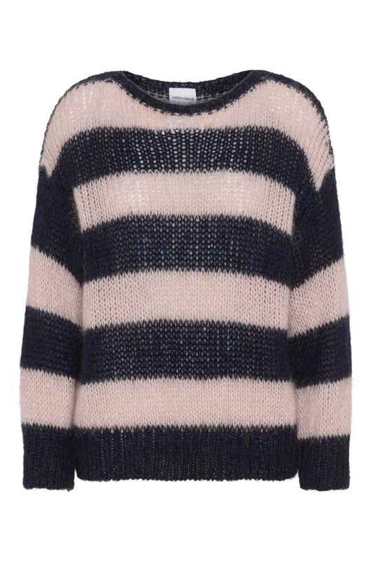 Amira Knit Pullover Navy / Light Pink Striped