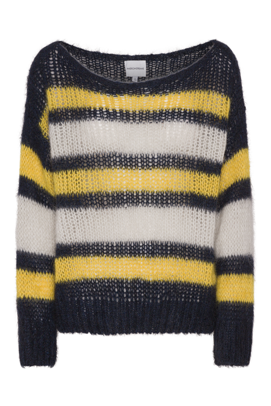 Amira Knit Pullover Blue White Yellow Striped