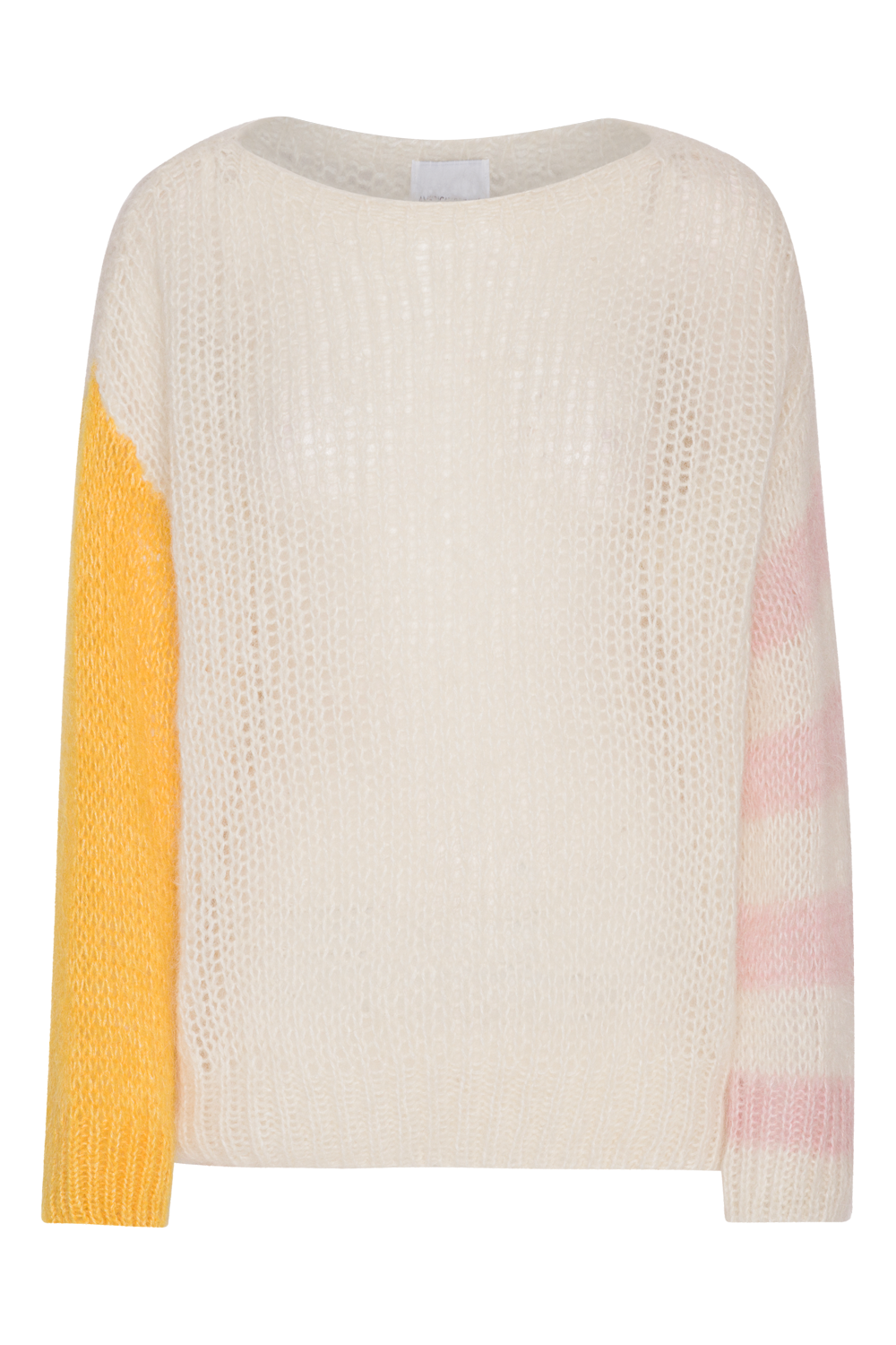 Amira Knit Pullover White Yellow Light Pink Striped