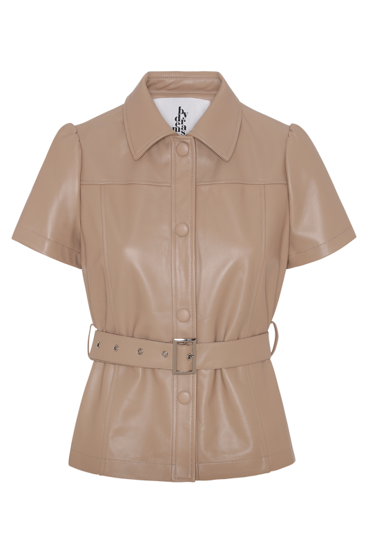 Aubrey Leather Shirt Beige