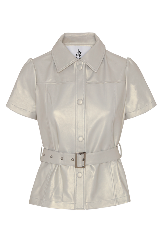 Aubrey Leather Shirt Cream White