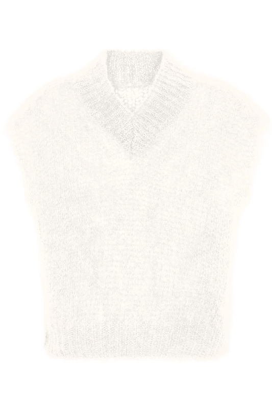 Elena V Neck Vest White - Sample