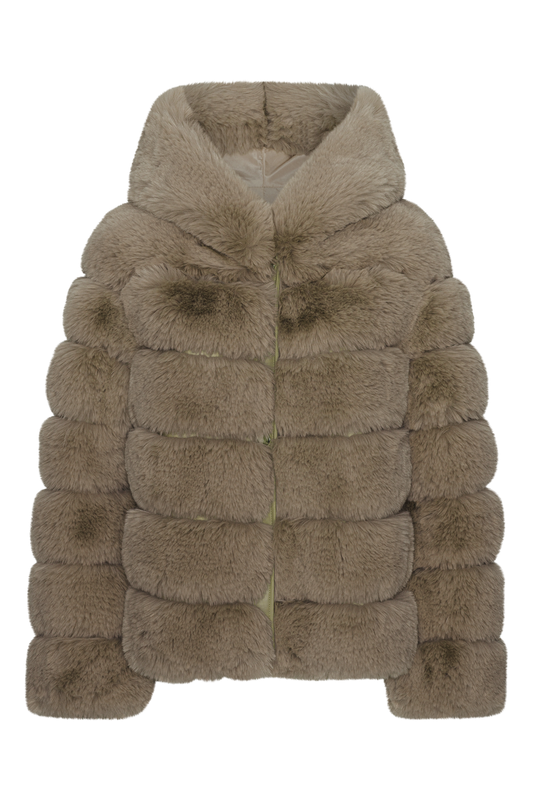 Blake Short Faux Fur Jacket Medium Brown