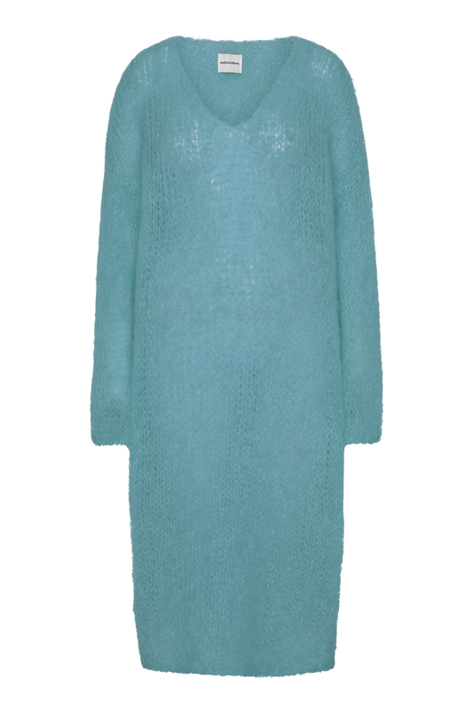Camilla V Neck Mohair Dress Turquoise